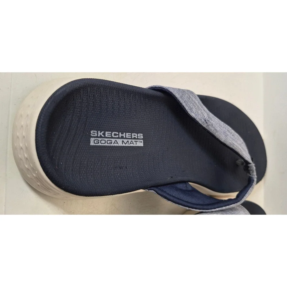 Skechers GoWalk Goga Mat Flip Flops 11 Blue Grey Thong Sandals Comfort Walking